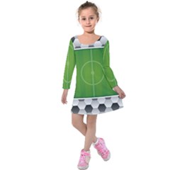 Background Sports Soccer Football Kids  Long Sleeve Velvet Dress by Wegoenart