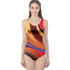 Abstract Colorful Background Wavy One Piece Swimsuit