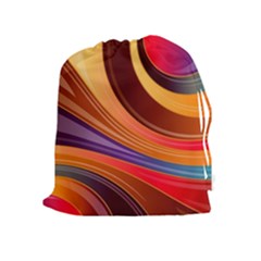 Abstract Colorful Background Wavy Drawstring Pouch (xl) by Wegoenart