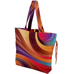 Abstract Colorful Background Wavy Drawstring Tote Bag by Wegoenart