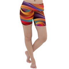 Abstract Colorful Background Wavy Lightweight Velour Yoga Shorts by Wegoenart