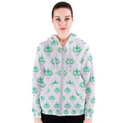 Plant Pattern Green Leaf Flora Women s Zipper Hoodie by Wegoenart