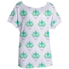 Plant Pattern Green Leaf Flora Women s Oversized Tee by Wegoenart