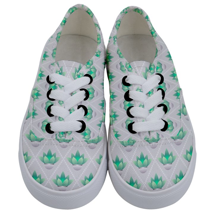 Plant Pattern Green Leaf Flora Kids  Classic Low Top Sneakers