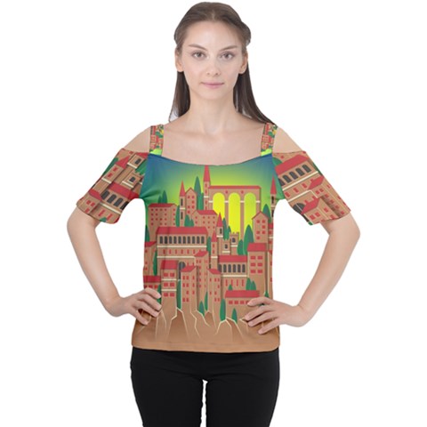 Mountain Village Village Medieval Cutout Shoulder Tee by Wegoenart