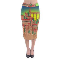 Mountain Village Village Medieval Midi Pencil Skirt by Wegoenart