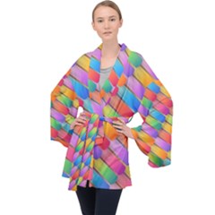 Colorful Background Abstract Velvet Kimono Robe