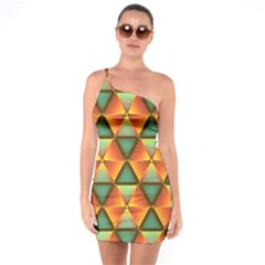 Background Triangle Abstract Golden One Soulder Bodycon Dress by Wegoenart