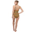 Background Triangle Abstract Golden High Neck One Piece Swimsuit View2