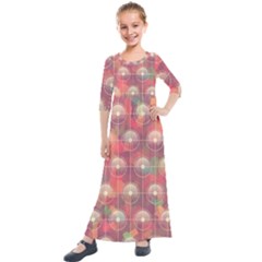 Colorful Background Abstrac Pattern Kids  Quarter Sleeve Maxi Dress