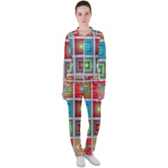 Tiles Pattern Background Colorful Casual Jacket And Pants Set by Wegoenart