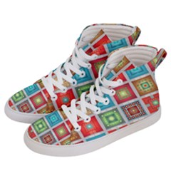 Tiles Pattern Background Colorful Women s Hi-top Skate Sneakers by Wegoenart