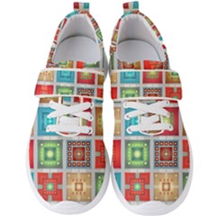 Tiles Pattern Background Colorful Men s Velcro Strap Shoes by Wegoenart