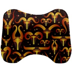 Stylised Horns Black Pattern Head Support Cushion by Wegoenart