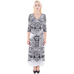 Forest Patrol Tribal Abstract Quarter Sleeve Wrap Maxi Dress