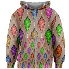 Abstract Background Colorful Leaves Kids  Zipper Hoodie Without Drawstring by Wegoenart