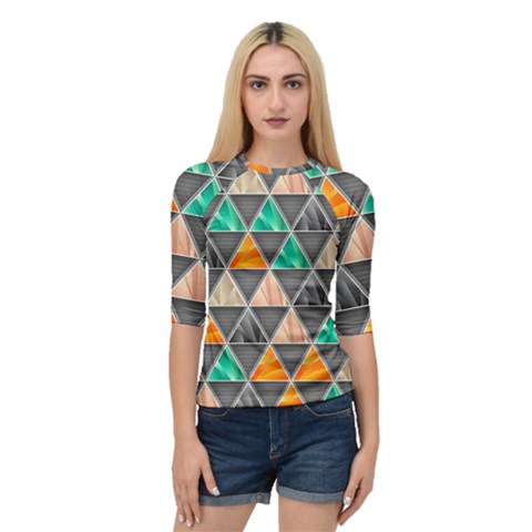 Abstract Geometric Triangle Shape Quarter Sleeve Raglan Tee by Wegoenart