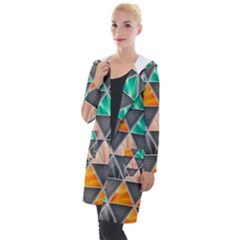 Abstract Geometric Triangle Shape Hooded Pocket Cardigan by Wegoenart