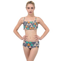 Abstract Geometric Triangle Shape Layered Top Bikini Set