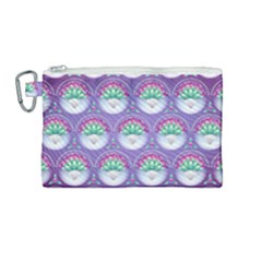 Background Floral Pattern Purple Canvas Cosmetic Bag (medium) by Wegoenart