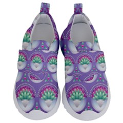 Background Floral Pattern Purple Kids  Velcro No Lace Shoes by Wegoenart