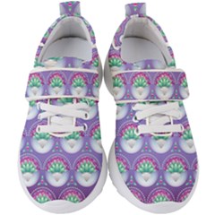 Background Floral Pattern Purple Kids  Velcro Strap Shoes by Wegoenart