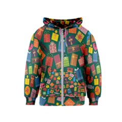 Presents Gifts Background Colorful Kids  Zipper Hoodie by Wegoenart