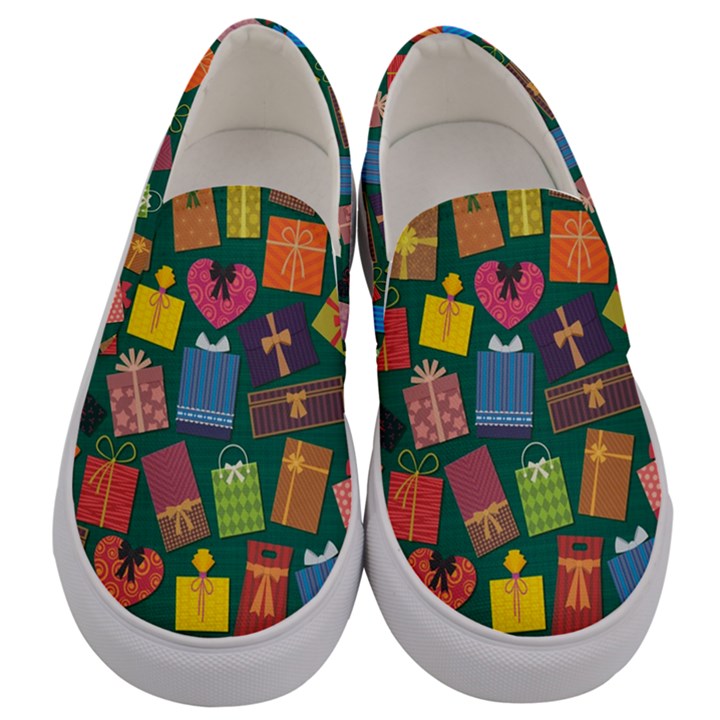 Presents Gifts Background Colorful Men s Canvas Slip Ons
