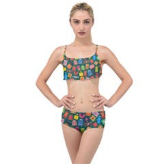 Presents Gifts Background Colorful Layered Top Bikini Set