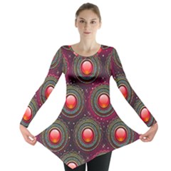 Abstract Circle Gem Pattern Long Sleeve Tunic  by Wegoenart