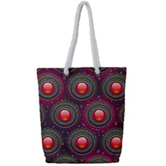 Abstract Circle Gem Pattern Full Print Rope Handle Tote (small) by Wegoenart