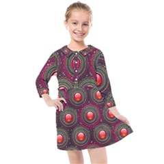 Abstract Circle Gem Pattern Kids  Quarter Sleeve Shirt Dress by Wegoenart