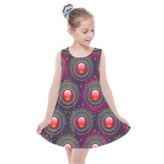 Abstract Circle Gem Pattern Kids  Summer Dress