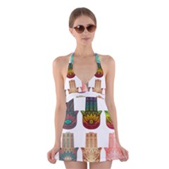 Evil Eye Protection Charm Colorful Halter Dress Swimsuit  by Wegoenart