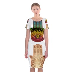 Evil Eye Protection Charm Colorful Classic Short Sleeve Midi Dress by Wegoenart