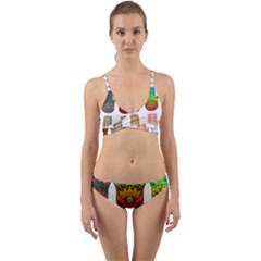 Evil Eye Protection Charm Colorful Wrap Around Bikini Set by Wegoenart