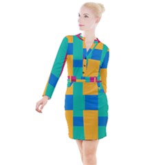 Unique Background Abstract Button Long Sleeve Dress by Wegoenart