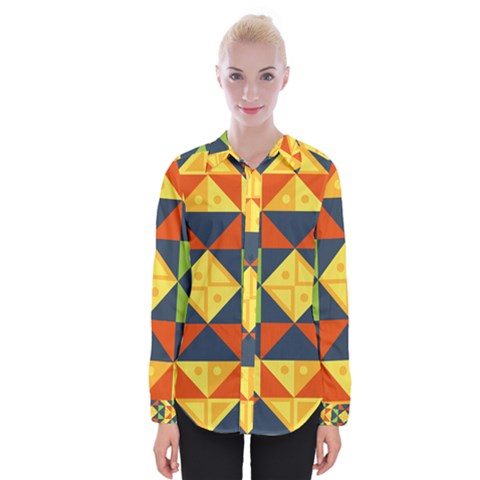 Background Geometric Color Womens Long Sleeve Shirt by Wegoenart