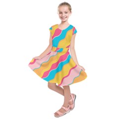 Cake Color Palette Painting Kids  Short Sleeve Dress by Wegoenart