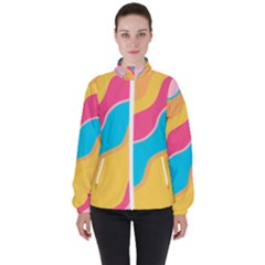 Cake Color Palette Painting High Neck Windbreaker (women) by Wegoenart