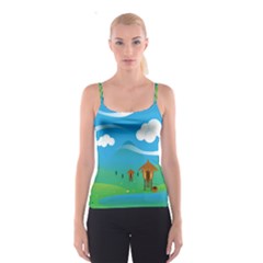 Landscape Nature Mountain Field Spaghetti Strap Top by Wegoenart