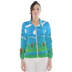 Landscape Nature Mountain Field Windbreaker (women) by Wegoenart