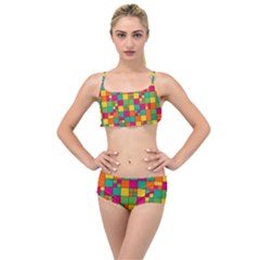 Abstract Background Abstract Layered Top Bikini Set