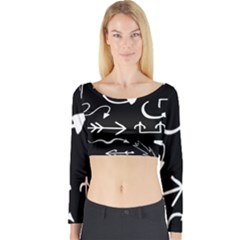 Arrows Vector Lines Strokes White Long Sleeve Crop Top by Wegoenart