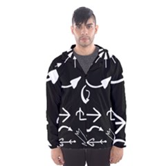 Arrows Vector Lines Strokes White Hooded Windbreaker (men) by Wegoenart