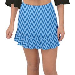 Blue Chevron Background Abstract Pattern Fishtail Mini Chiffon Skirt by Wegoenart