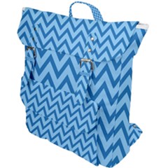 Blue Chevron Background Abstract Pattern Buckle Up Backpack by Wegoenart