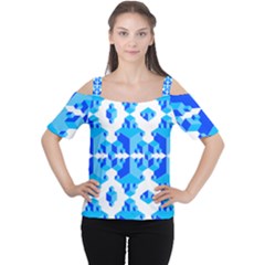 Blue Background Cubes Abstract Wallpapers Cutout Shoulder Tee