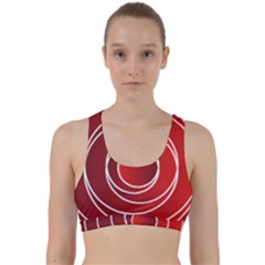 Background Circles Red Back Weave Sports Bra by Wegoenart