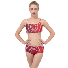 Background Circles Red Layered Top Bikini Set